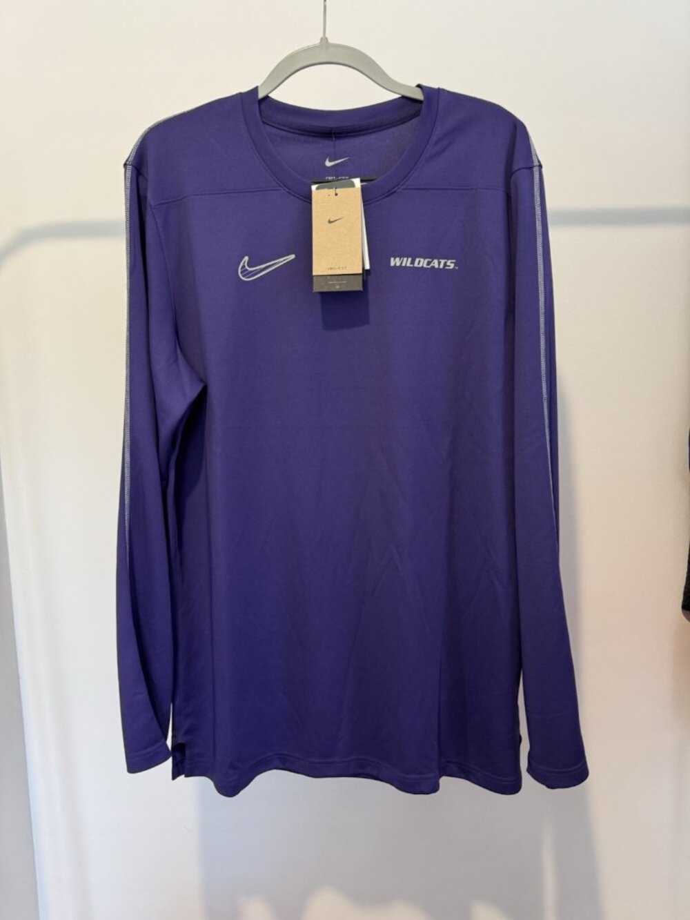Nike K-State Wildcats Long Sleeve Shirt Men's Large Purple Dri-FIT NWT $60